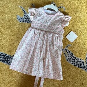 Charming Pink Floral Kids Dress w/ smocking NWT